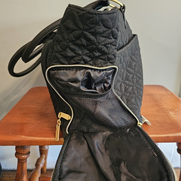 BananaFish Black Quilted Pumping Diaper Bag Gold Toned Hardware - Picture 5 of 15